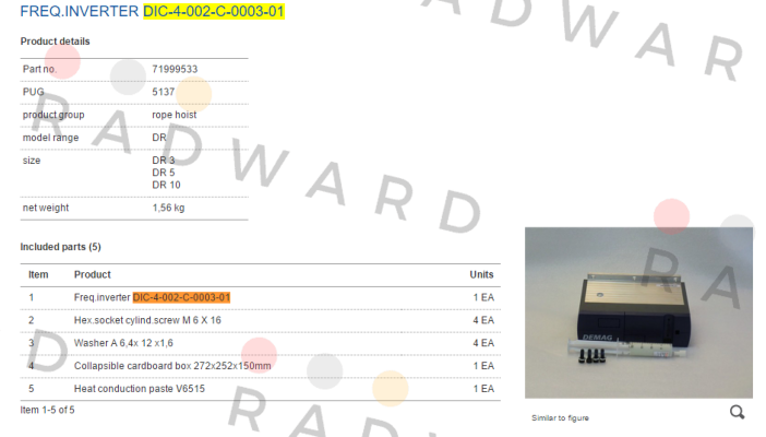 Demag-P/N: 71999533 Type: DIC-4-002-C-0003-01 price