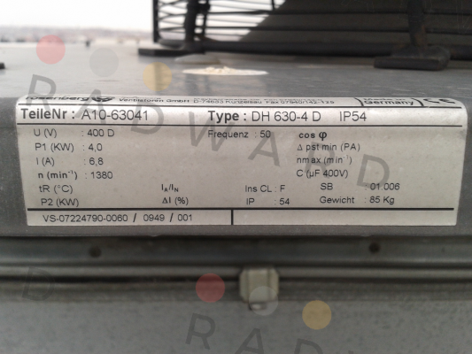 Rosenberg-DH 630-4D IP 54, A10-63041  obsolete, replacement DHE 630-4 D.7KF  price