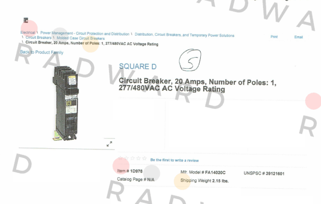 Square D (Schneider Electric)-FA14020C  price