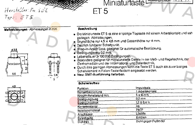 Sel-Type ET5 obsolete  price