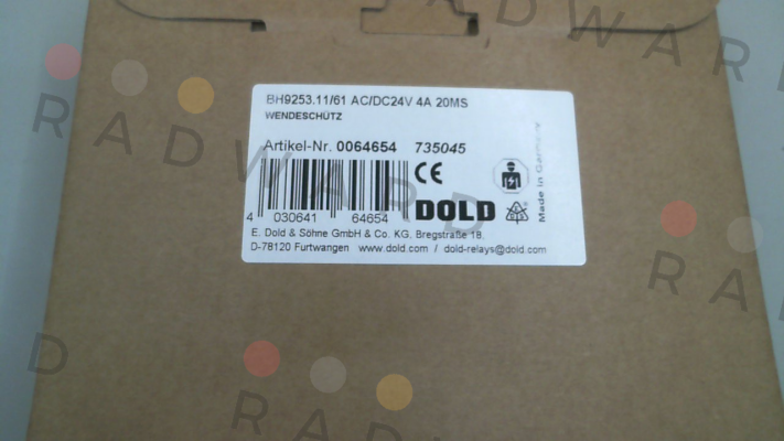 Dold-p/n: 0064654, Type: BH9253.11/61 AC/DC24V 4A 20MS price