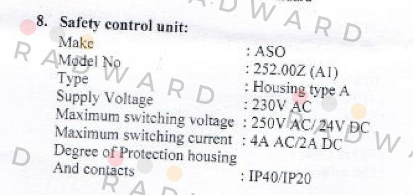 ASO SAFETY-252.00Z(A1) obsolete no replacement   price