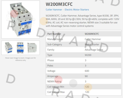 Cutler Hammer (Eaton)-W+200M3CFC price