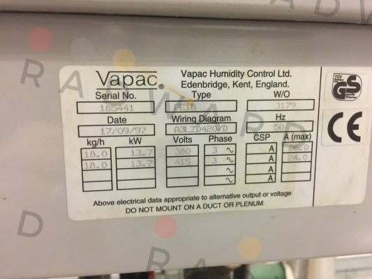 Vapac-PCM3N-3WA price