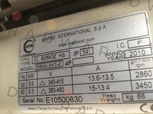 MAPRO International-CL 80-5K3-Z HS price