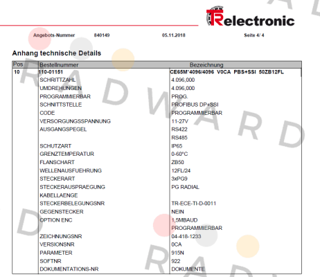 TR Electronic-110-01151 price