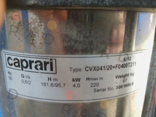 CAPRARI -CVX041/20+F0400T211 obsolete, replacement CVX051/20+E0300T212-V  price