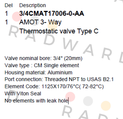 Amot-3/4CMAT17006-0-AA price