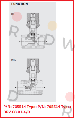 Hydac-P/N: 705514 Type: DRV-08-01.4/0 price