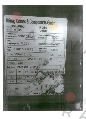 Demag-Typ DC-Pro 5-250 1/1 H5V16/4 380-415/50 price