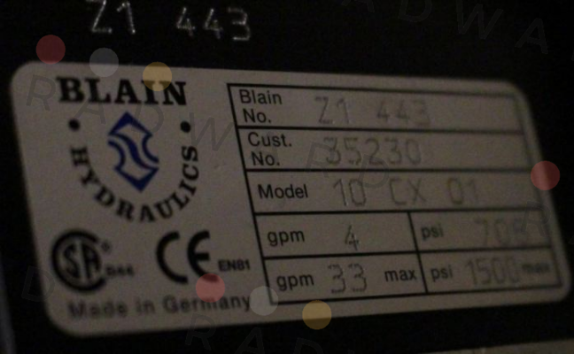 Blain Hydraulics-102322(Serien Nr.Z1 443)  price