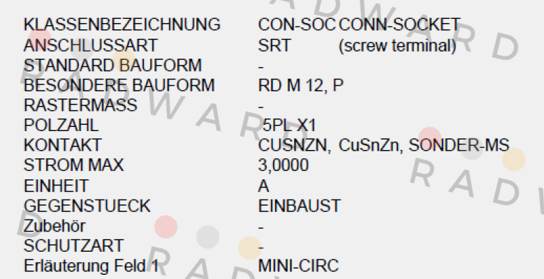 Burkert-P/N: 00917116, Type: SV-BU SCH 5PL RD M12 KUPPL-BU PG 7 S713 price