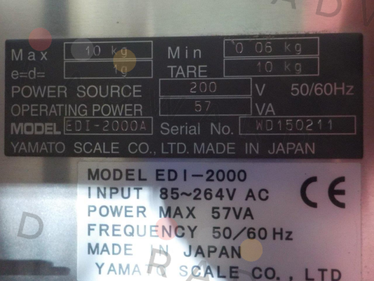 YAMATO-EDI-2000A, S/N:WD150211, price