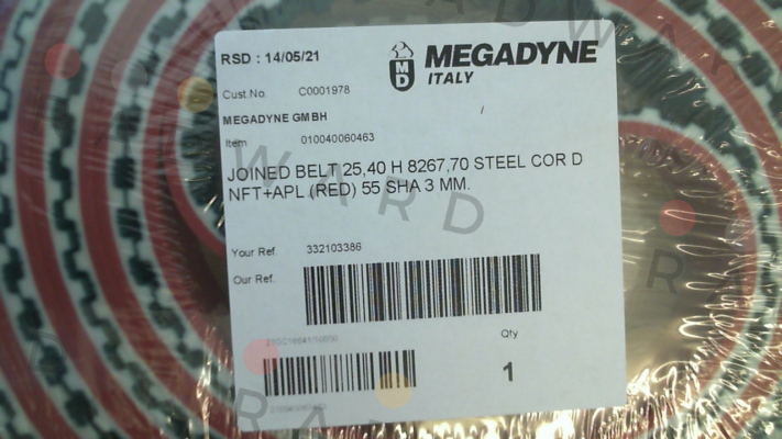 Megadyne-25,40 H 8267,70 STEEL CORD NFT+APL (RED) 55 SHA 3 MM price